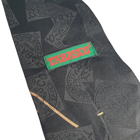 Tabasco Roller Coaster Bottles Server Silk Neck Tie Black Red Novelty Restaurant - Picture 4 of 5